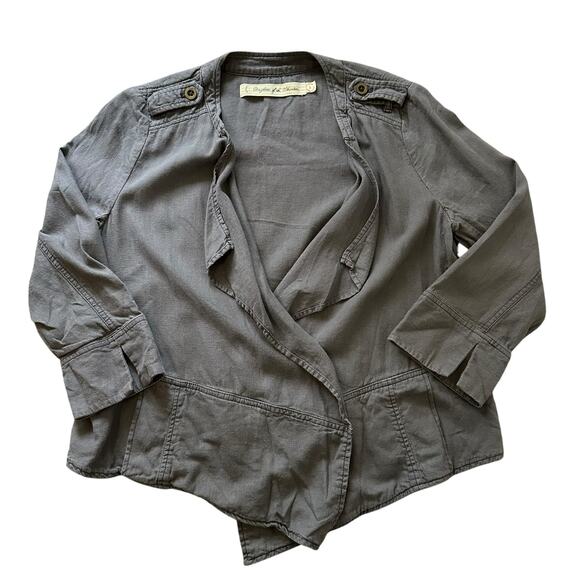 Daughters of the Liberation Anthropologie gray open front jacket size L - Picture 11 of 12